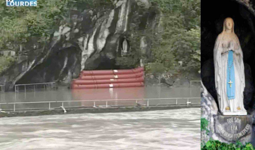 pericolo a Lourdes la grotta rischia di essere inondata dalle acque