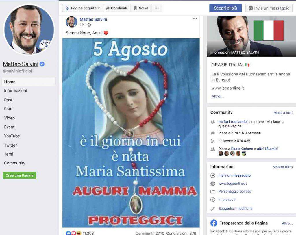 Matteo Salvini Rosario Vergine Maria