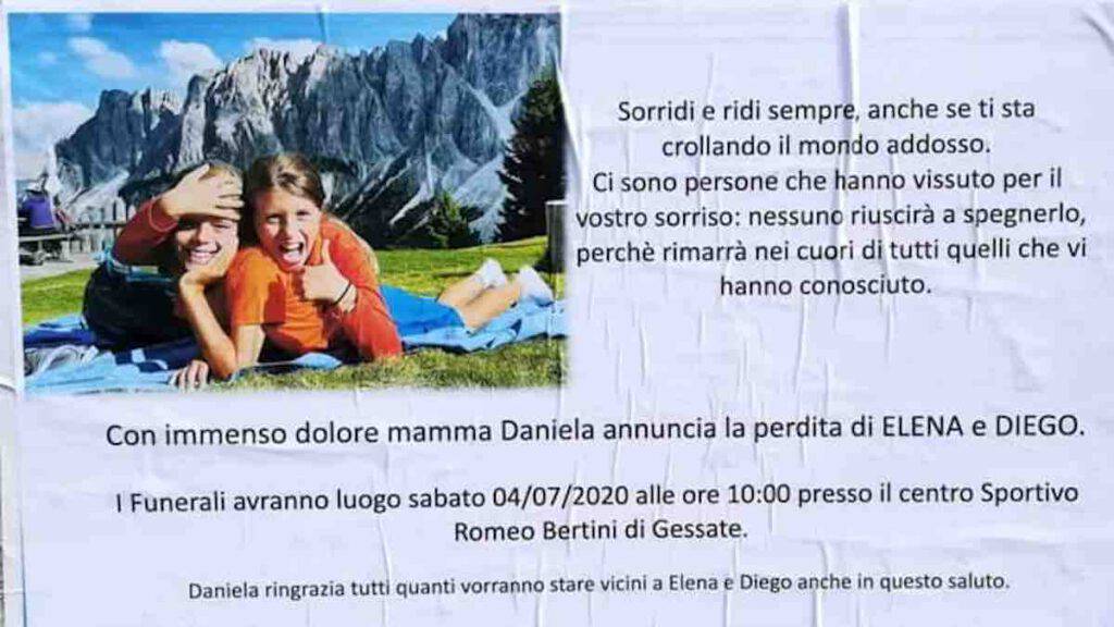 Il funerale di Elena e Diego 