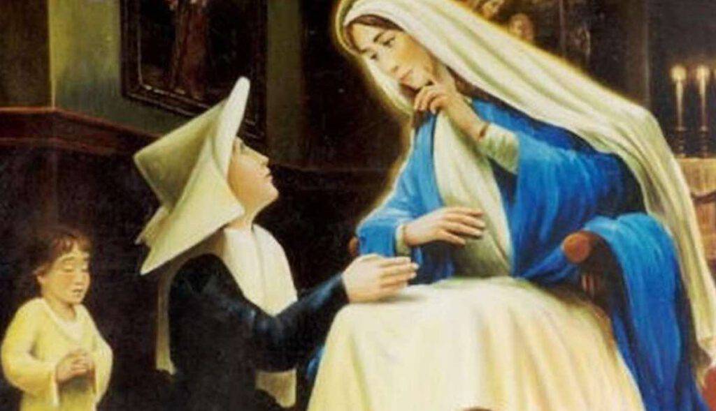 Maria consegna a Caterina Labouré la Medaglia Miracolosa
