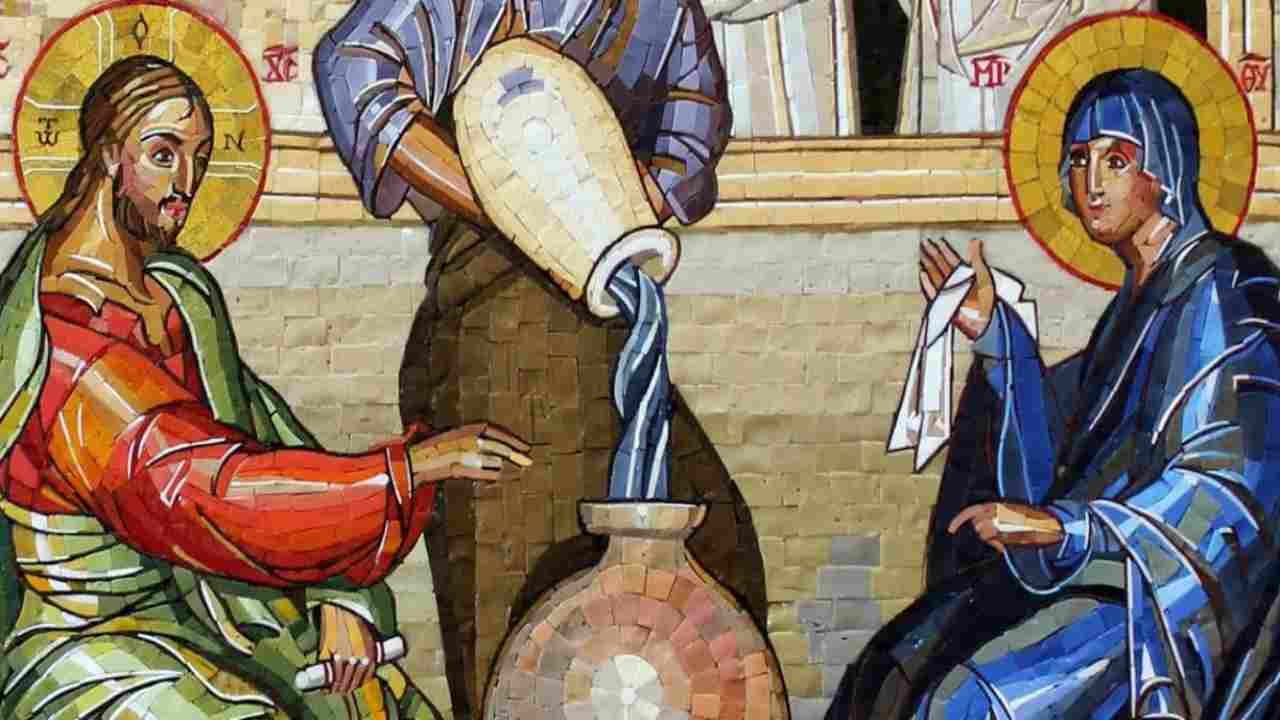 Maria intercede con Gesù alle Nozze di Cana 