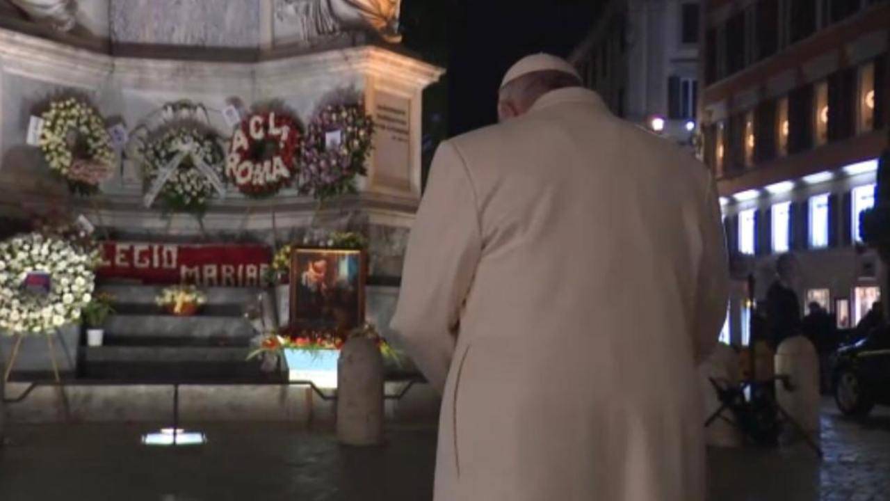Papa Francesco venerazione Immacolata Piazza di Spagna 8 dicembre 2021