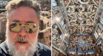 Come ha reagito Russel Crowe davanti alla Cappella Sistina a Roma?