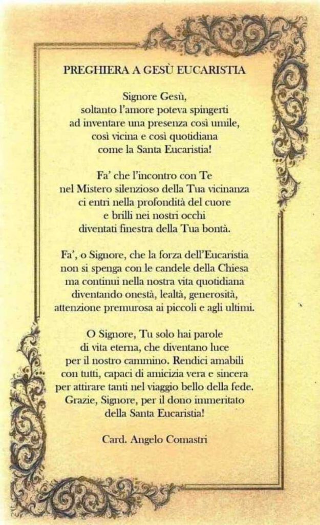 Preghiera A Gesù Crocifisso Angelo Comastri Bellissima preghiera del card. Comastri a Gesù Eucarestia