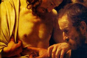 L'apostolo Tommaso tocca col dito le piaghe nel costato di Gesù