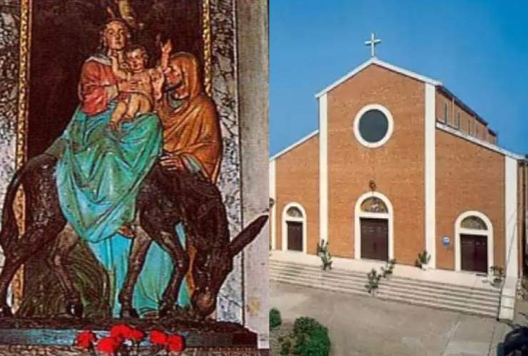 Statua Madonna dell'Asinello santuario della Beata Vergine della Navicella