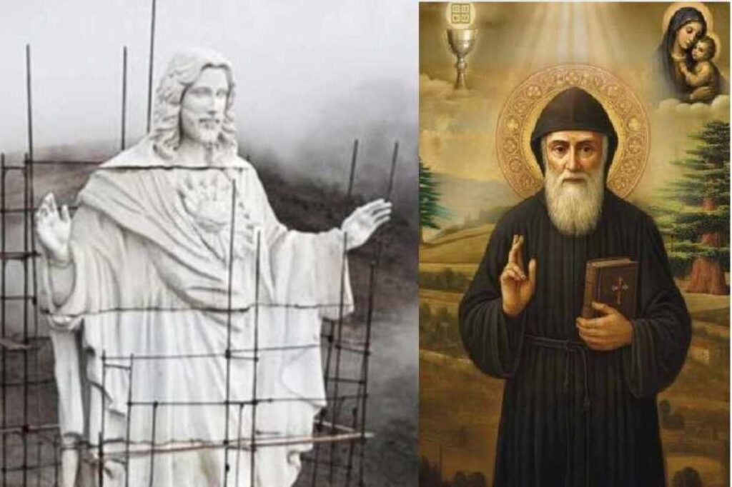 statua del cristo redentore in costruzione in libano