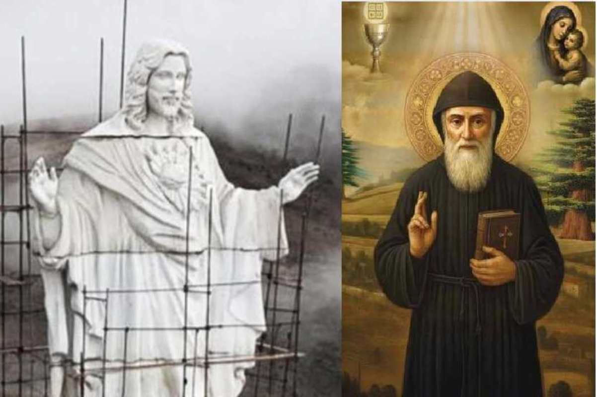 statua del cristo redentore in costruzione in libano