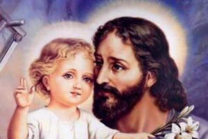 san giuseppe e il bambino in braccio