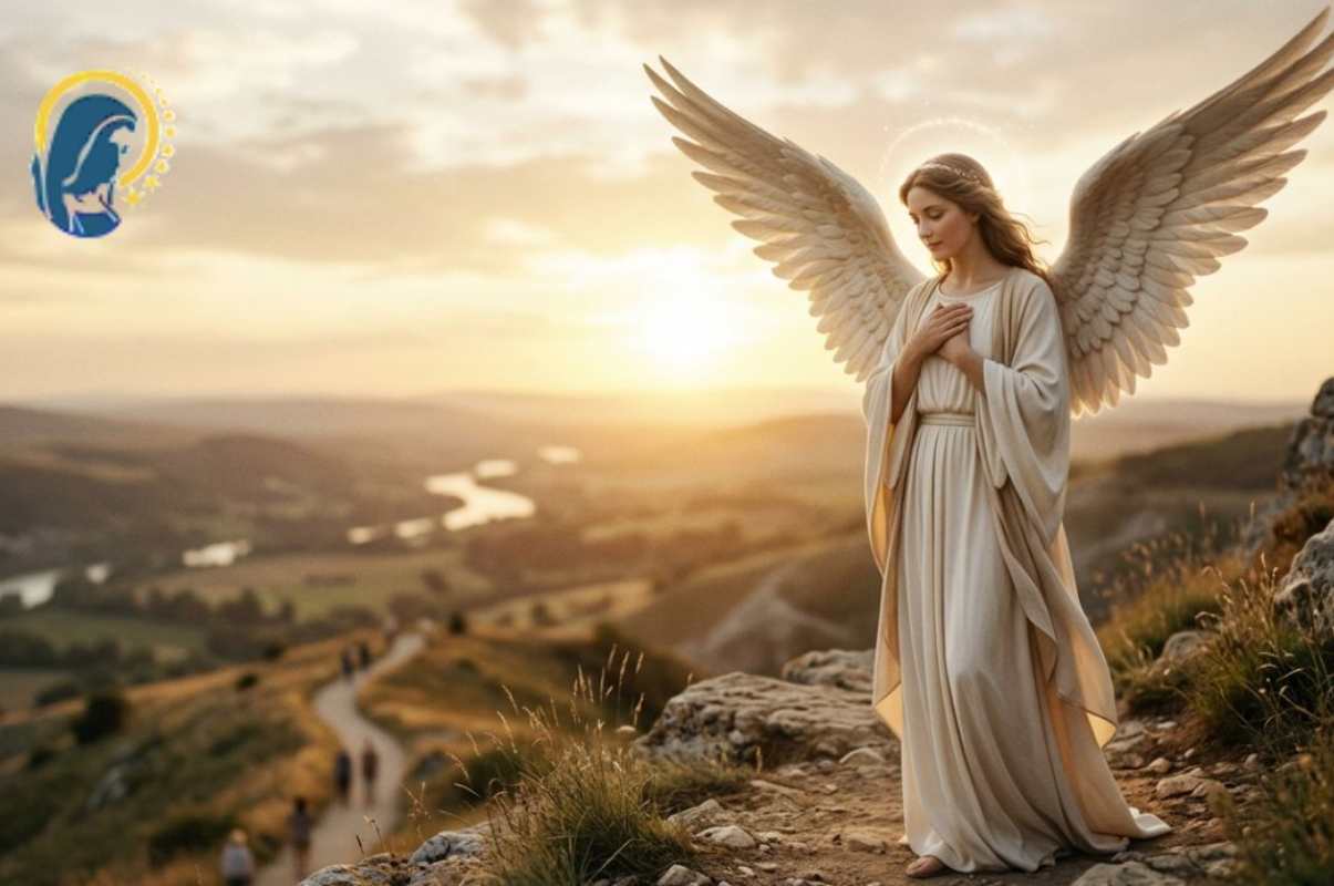 un angelo che guarda il mondo
