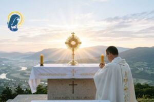 sacerdote che prega il santissimo