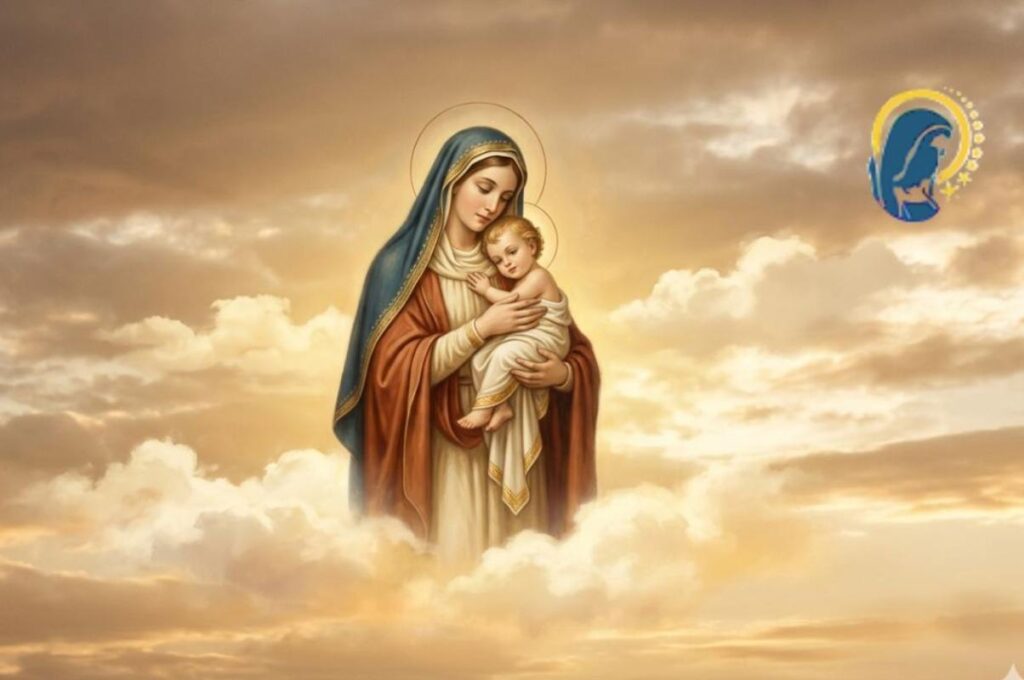 maria con il bambino in braccio