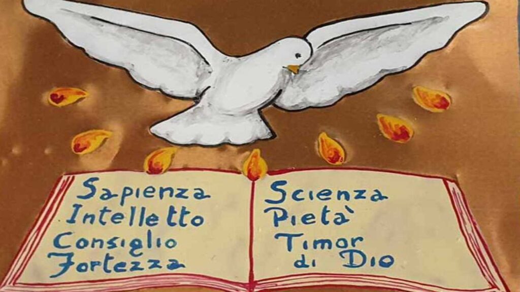 colomba dello spirito santo e i 7 doni elencati sotto