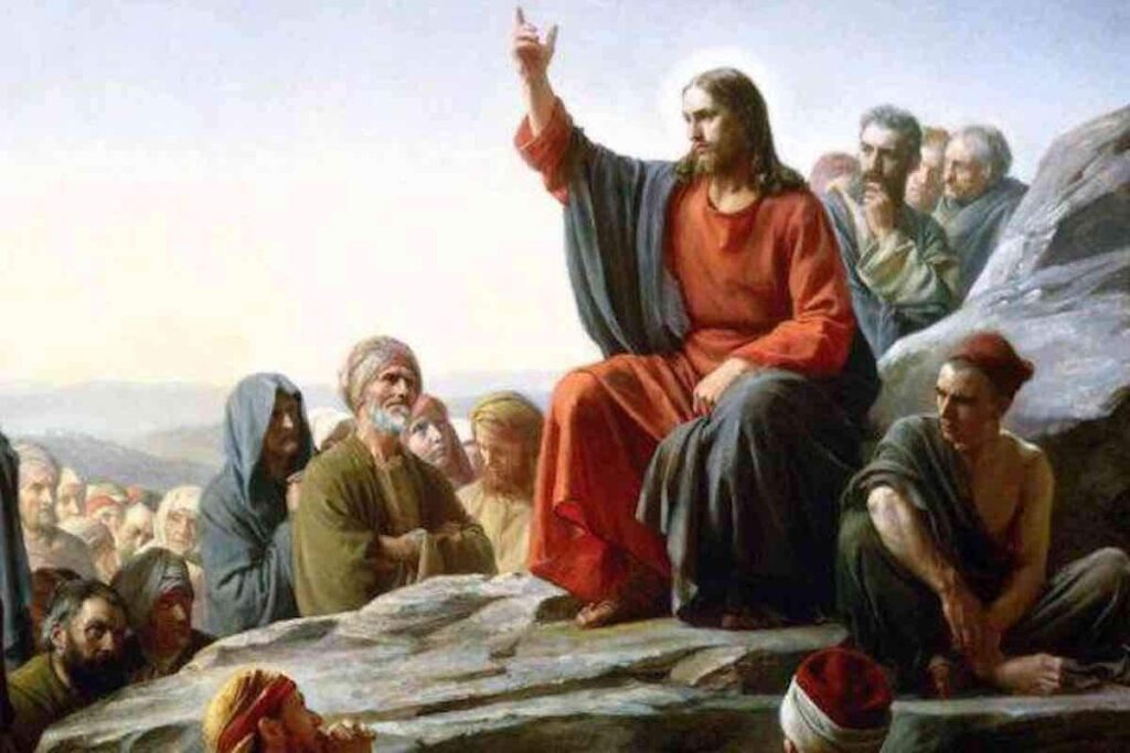 Gesù sul monte attorniato dai discepoli
