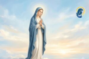 maria con sfondo di cielo