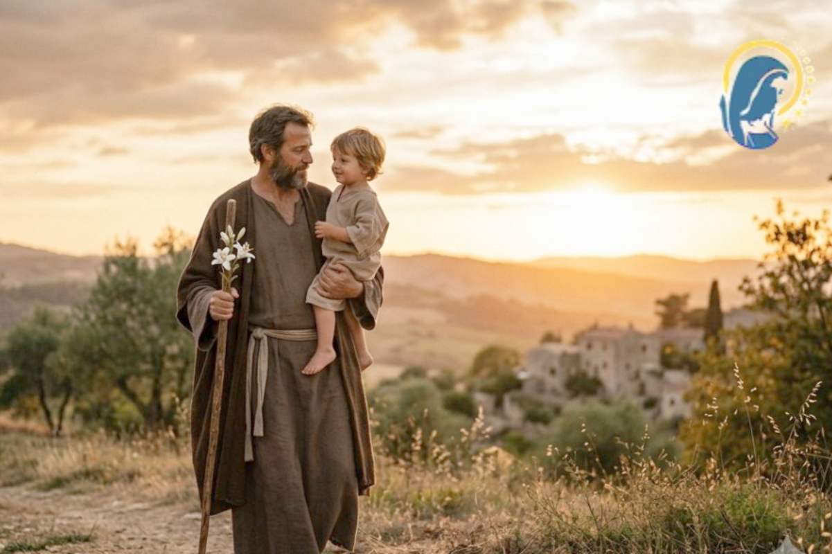 san giuseppe con in braccio il bimbo gesù