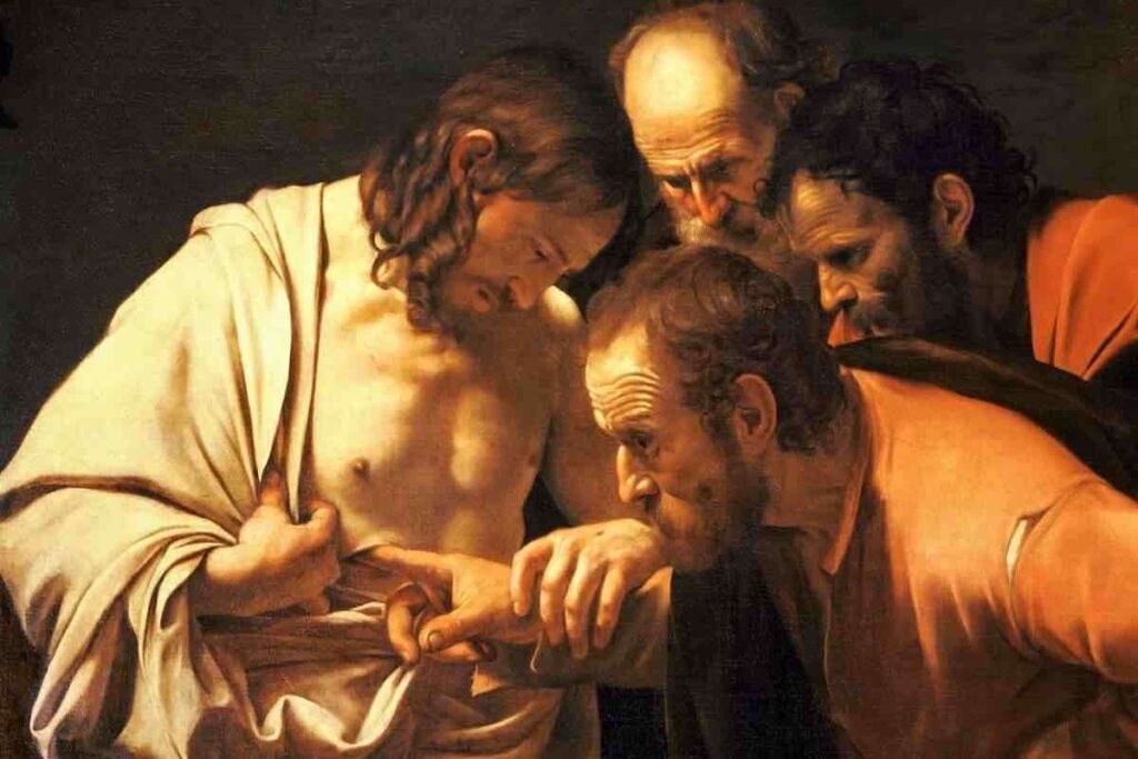 Tommaso mette un dito nel costato di Gesù