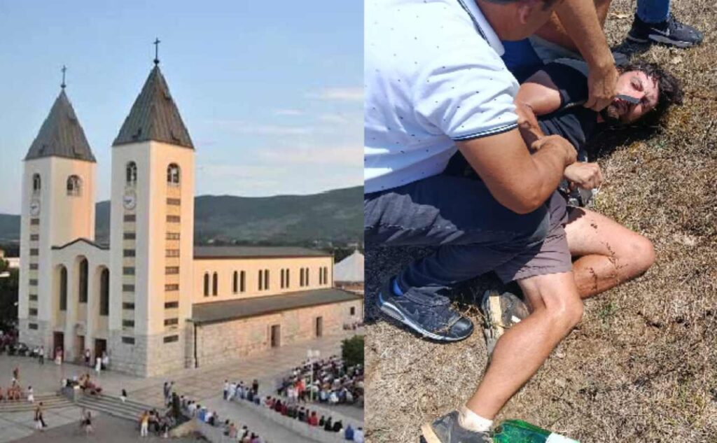 la chiesa di Medjugorje e il presunto colpevole fermato