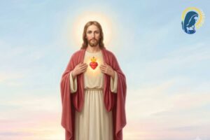 sacro cuore di gesù con sfondo cielo
