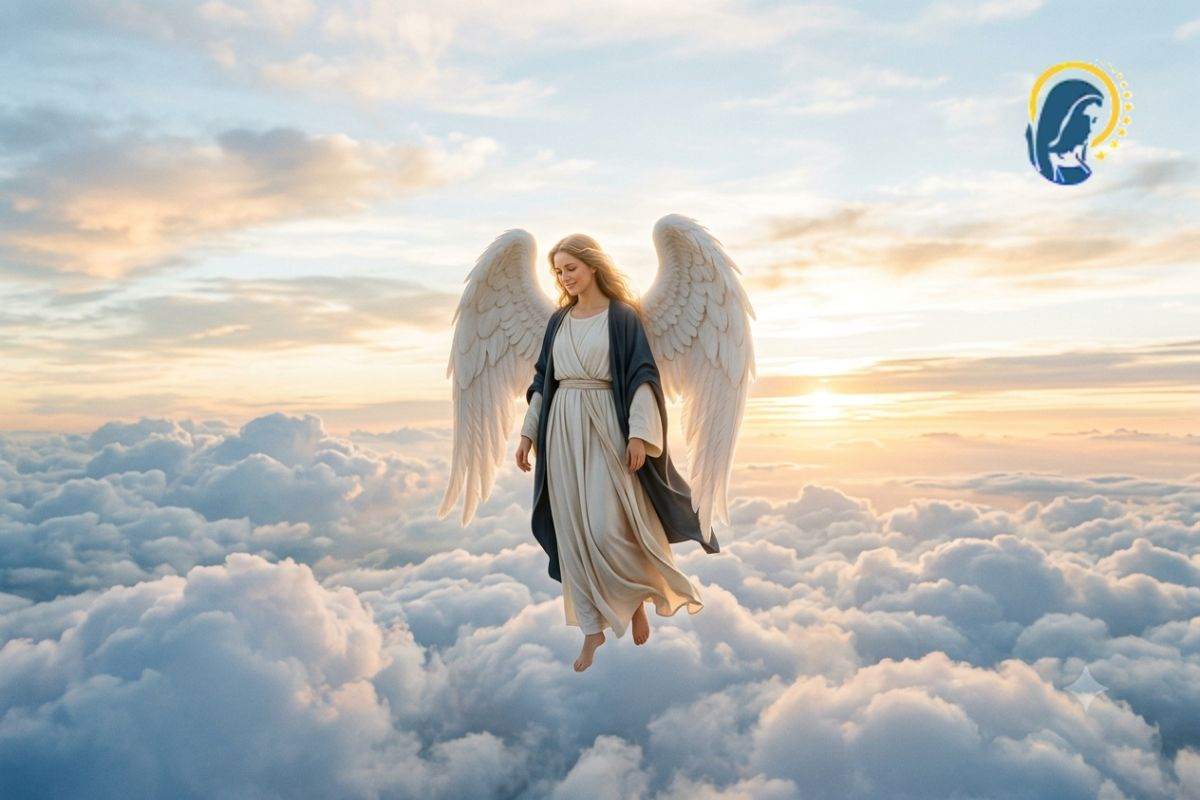angelo del signore che sorride in cielo