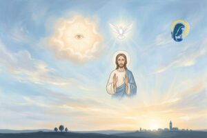 la santa trinità con sfondo di cielo