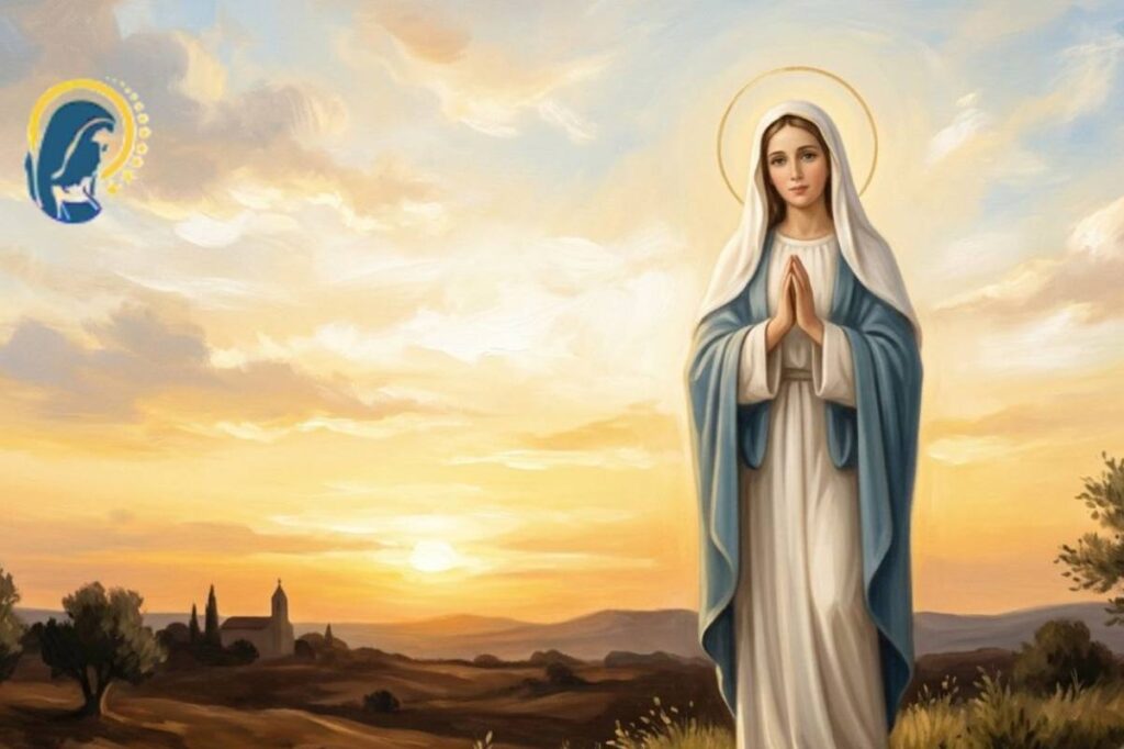 la madonna con sfondo tramonto