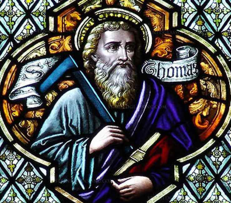 vetrata con dipinto san tommaso