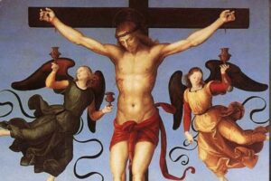 angeli raccolgono il sangue di gesù in croce