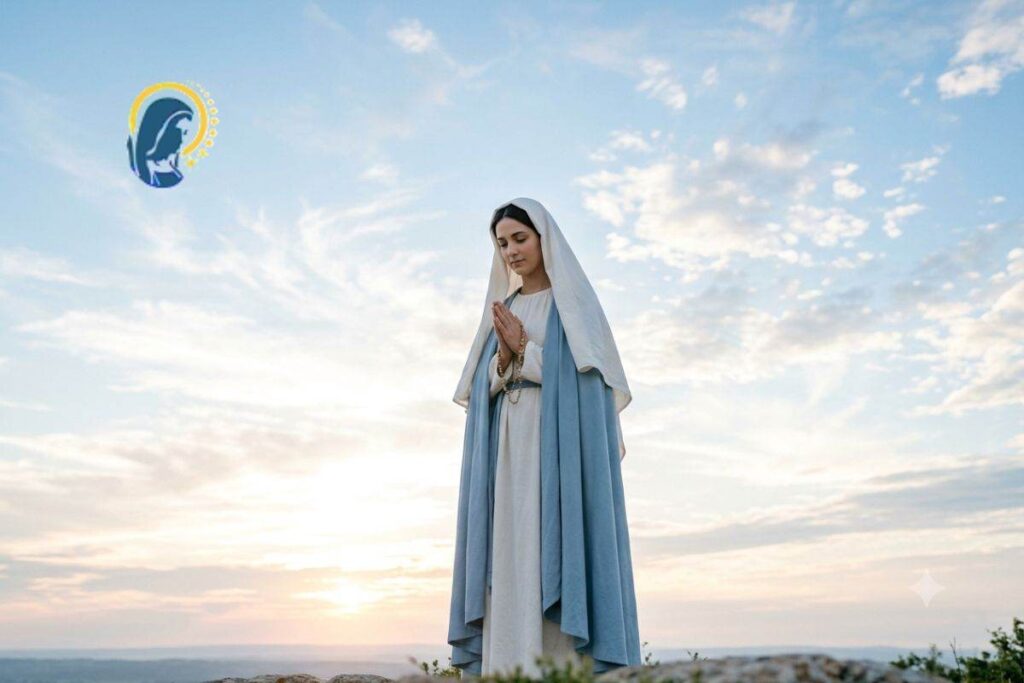 la madonna in preghiera in cielo