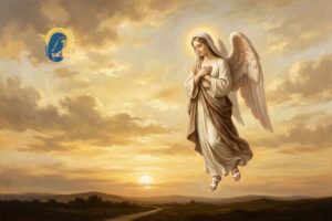 angelo in cielo che prega