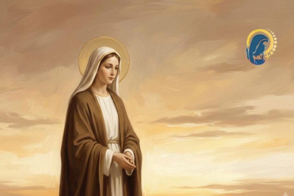 la madonna con sfondo cielo tramonto