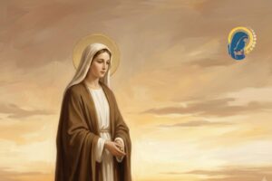 la madonna con sfondo cielo tramonto