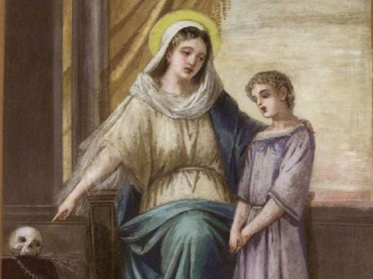 santa monica con agostino bambino
