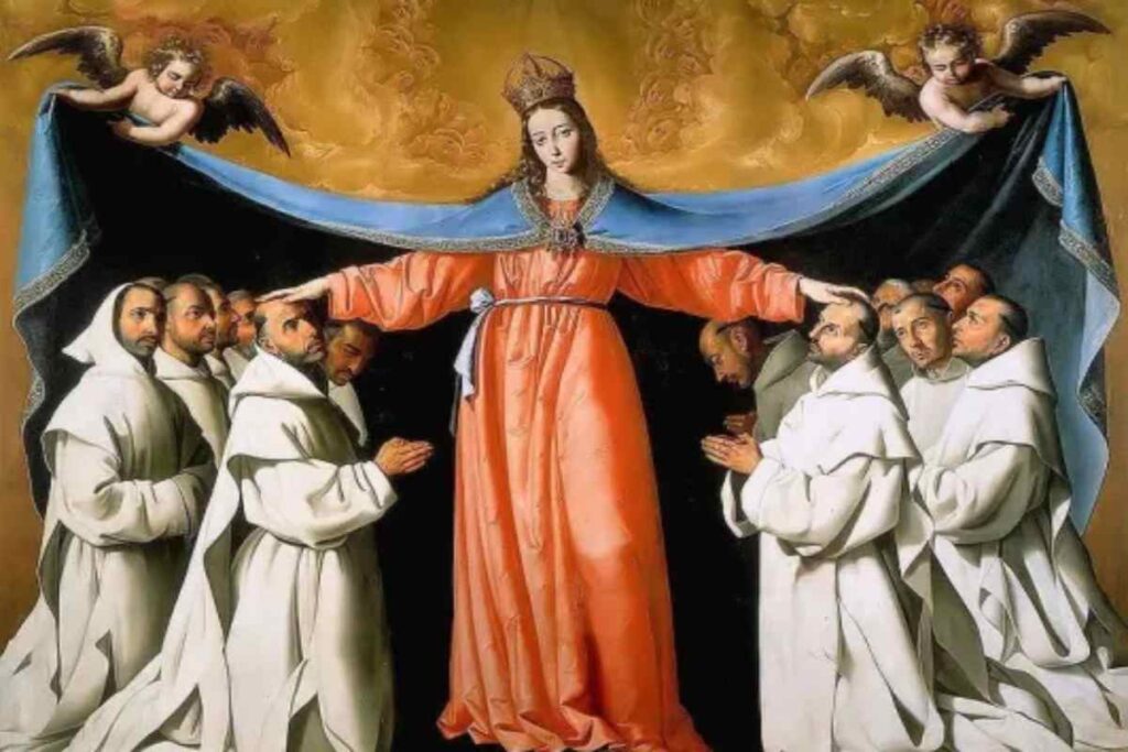 madonna della mercede circondata dai frati
