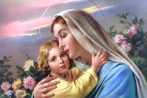 maria che abbraccia il bimbo gesù