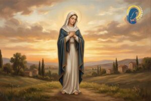 la madonna con gli occhi chiusi in preghiera