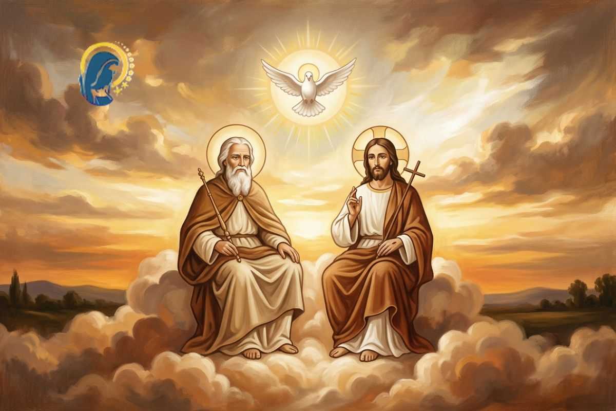 trinità con sfondo luce di cielo al tramonto