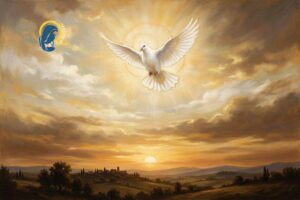 colomba spirito santo su di uno sfondo di cielo al tramonto