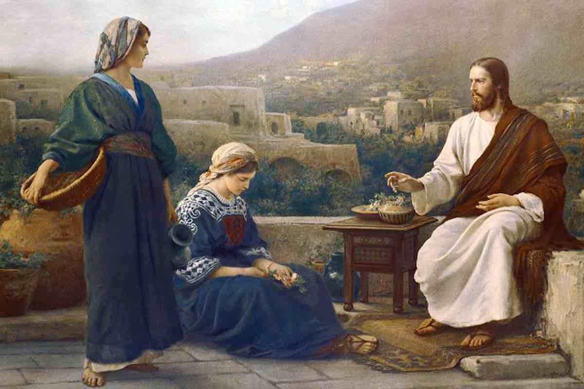 Gesù conversa con Marta e Maria