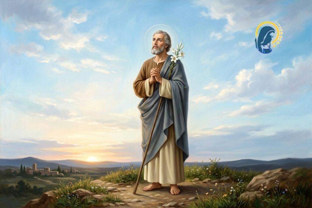 san giuseppe che prega e guarda verso l'alto