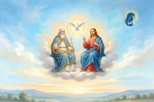 santissima trinità con sfondo cielo azzurro