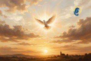 colomba spirito santo in cielo al tramonto